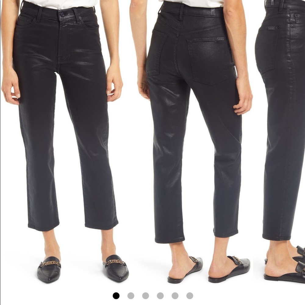 7 for all mankind HW cropped straight black coated 27